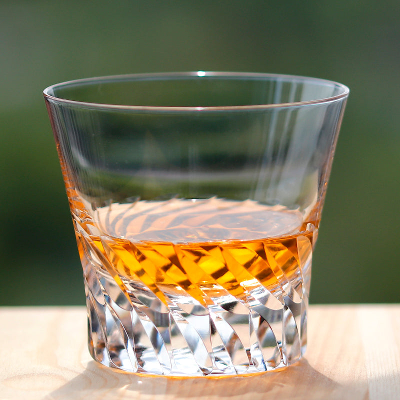 JP-068--#1 250 ml Sparkling Hand Cut Rotary Cross Pattern Lead Free Crystal Whiskey Glass Tumbler