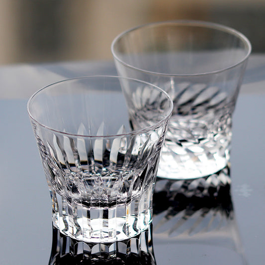 JP-068--#2 250 ml Sparkling Hand cut jeweled crown pattern Lead Free Crystal Rocks Glass Barware