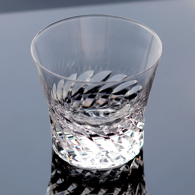 JP-068--#1 250 ml Sparkling Hand Cut Rotary Cross Pattern Lead Free Crystal Whiskey Glass Tumbler