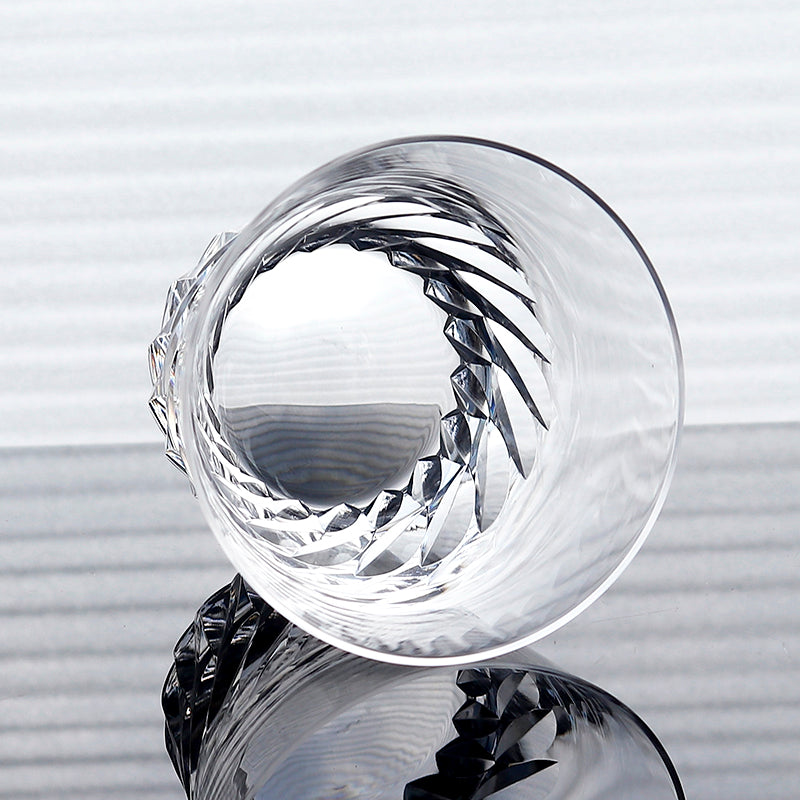JP-068--#1 250 ml Sparkling Hand Cut Rotary Cross Pattern Lead Free Crystal Whiskey Glass Tumbler