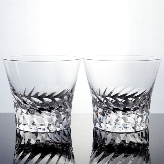 JP-068--#1 250 ml Sparkling Hand Cut Rotary Cross Pattern Lead Free Crystal Whiskey Glass Tumbler