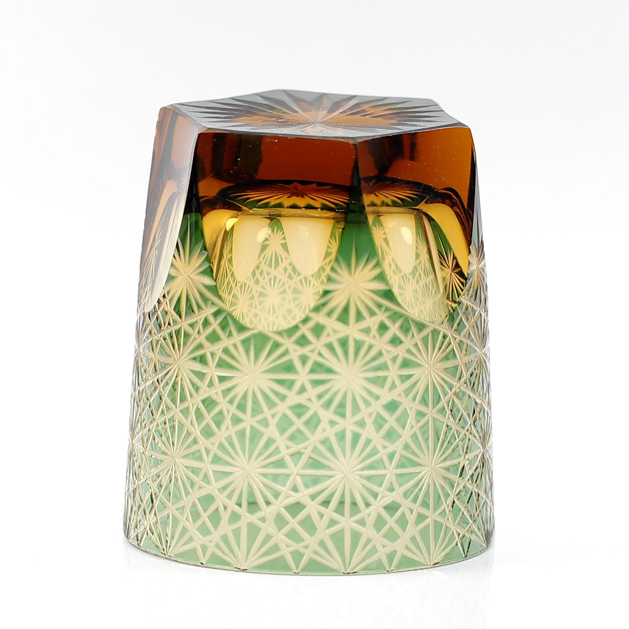 Chrysanthemum Edo Kiriko Whiskey Glass Green 9oz