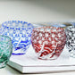 JP-040  60 ML Japanese Style Multi-Colored Min Shot Glass Sake Cup Edo Kiriko's Roaring Waves Design