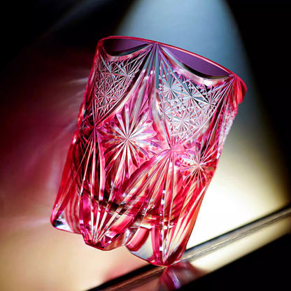 Pink Crystal Glass Hand Cut Stars Crystal Glass 9oz