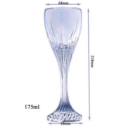 JP-085 175 ml Clear K9 Crystal Glass Champagne Flute With Hand Cut Etched Deep Orgue Bevel Design