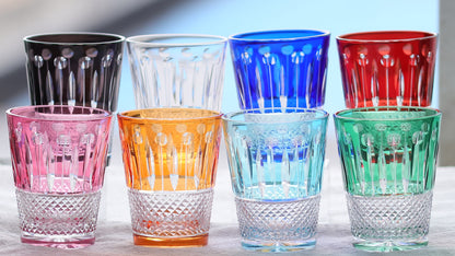 JP-095 Hand Cut and Sky Blue Crystal Glass Water Tumbler For Whiskey Old Fashioned Beverage Social Drinkers