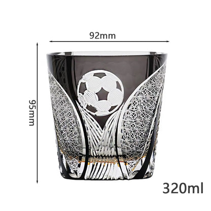 Football Crystal Whiskey Glass | Premium Sports Whiskey Tumbler 320ml