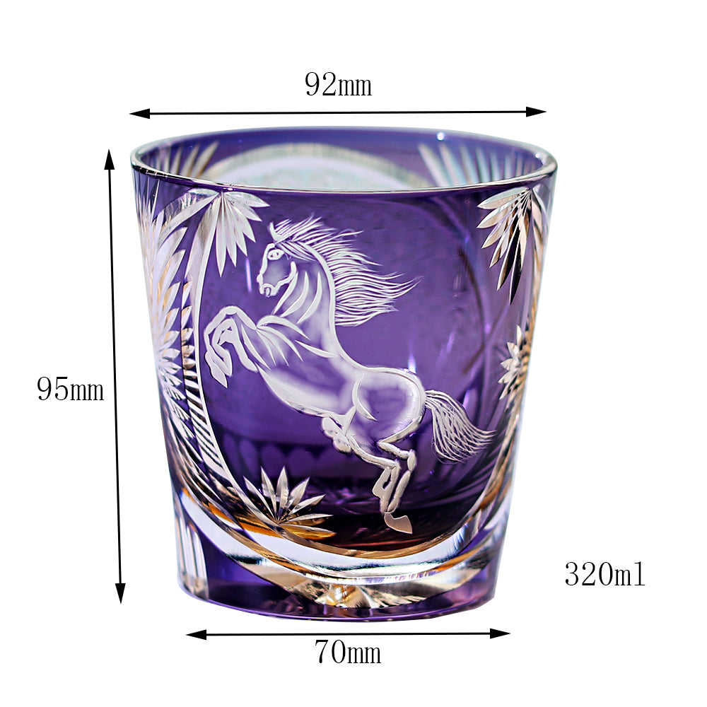 Galloping Horse Whiskey Glass Purple 11oz