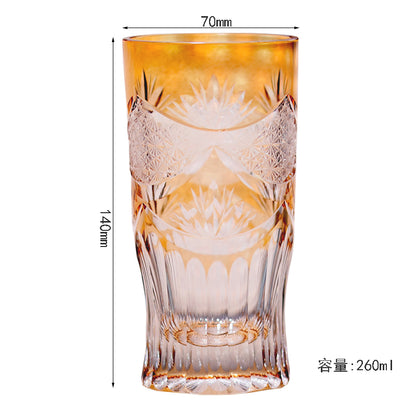 Orange Lowball & Highball Glass Crown Design