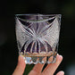 JP-132-1 Large 11 oz Janpanese Style Purple Old Fashioned Glass Whiskey Tumbler Edo Kiriko's Butterfly Chrysanthemum Mesh