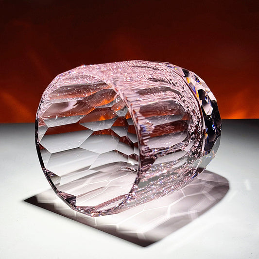Diamond-Cut K9 Crystal Whiskey Tumbler Pink
