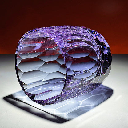Side angle of Diamond-Cut K9 Crystal Whiskey Tumbler Purple - JINZHI GLASS crystal glassware