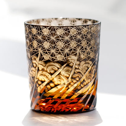 Edo Kiriko Sea Waves Pattern Whiskey Glass 9oz