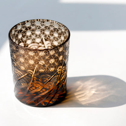 Edo Kiriko Sea Waves Pattern Whiskey Glass 9oz