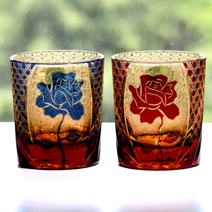 Rose Cut-to-Clear Crystal Whiskey Glass