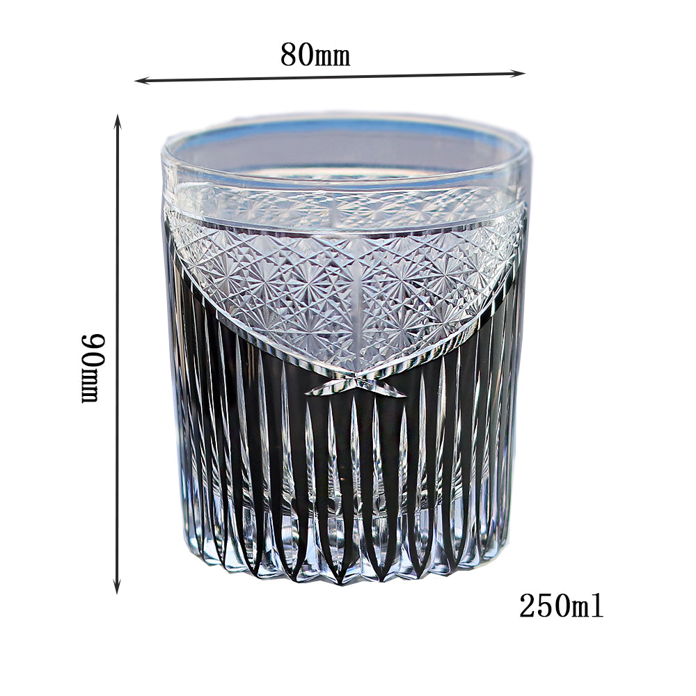 JP-052 Handcrafted Japanese Style Edo Kiriko Karmic Whisky Glasses Black With Gift Box