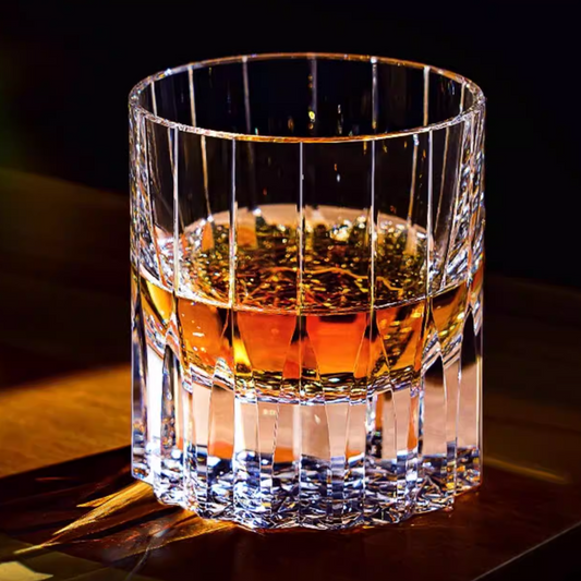 K9 Crystal Whiskey Glass Hand Cut Starlight Pattern 7oz Clear