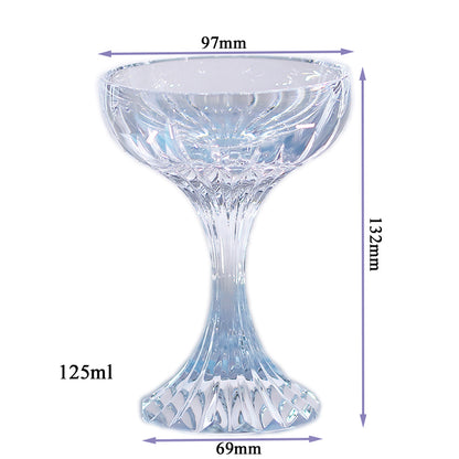 JP-083 125 ml Clear K9 Crystal Glass Champagne Coupe With Hand Cut Etched Deep Orgue Bevel Design