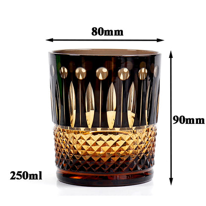 Bohemian Style Diamond Cut Whiskey Glass Black 9oz