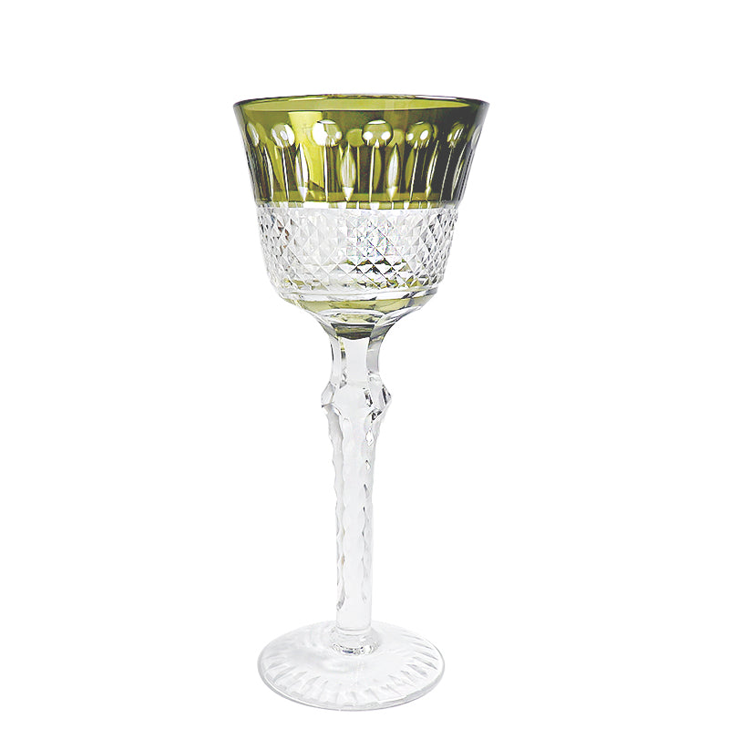 Hand-Cut Crystal Wine Glass Green