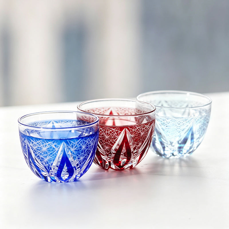 Teardrop Star Edo Kiriko Globe Sake Glass 35ml