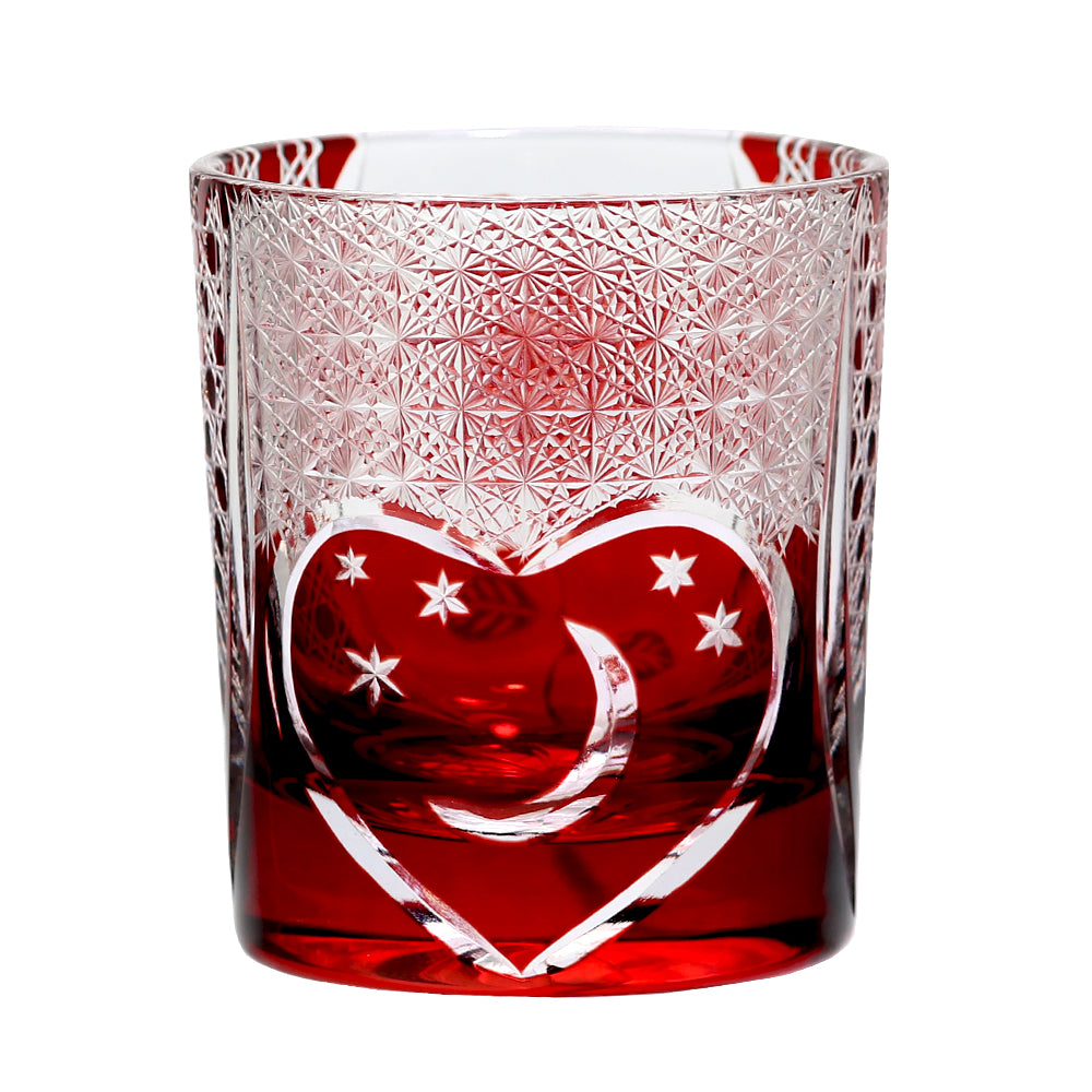 Red Rose With Heart Edo Kiriko Glass