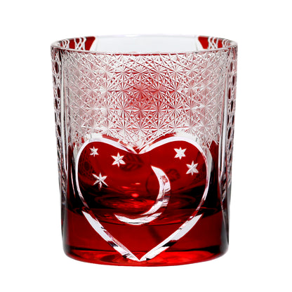 Red Rose With Heart Edo Kiriko Glass