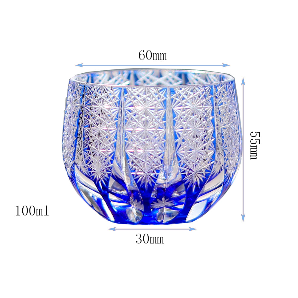 24% Lead Crystal Sake Glass Blue 3.5oz