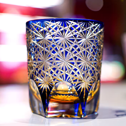 3‑Layer Triple‑Tone Overlay Edo‑Kiriko Hexagonal‑Base Tumbler