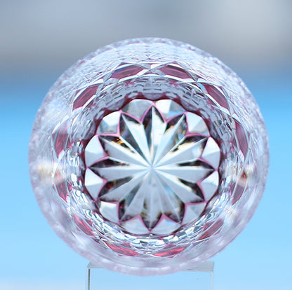 JP-107 11 oz Japanese Style Edo Kiriko Handcrafted Gold Pink Fluorite Whisky Glass With Gift Box