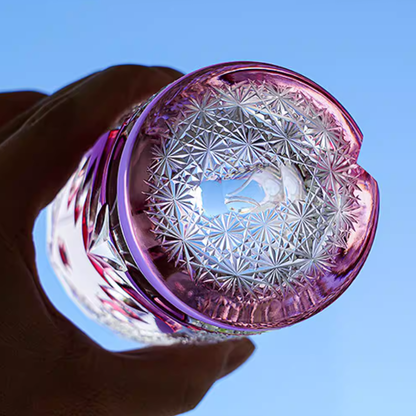 Pink Crystal Glass Hand Engraved Owl Colored Glass 9oz