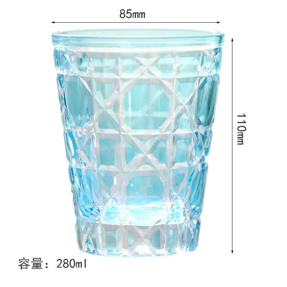 JP-045 Sky Blue Crystal Glass Water Tumbler Cocktail Whiskey Glass With Hand-engraved Cannage Design