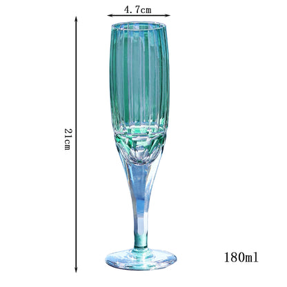 JP-058-4 180 ml Hand Cuts Bamboo Green Crystal Glass Champagne Coupe