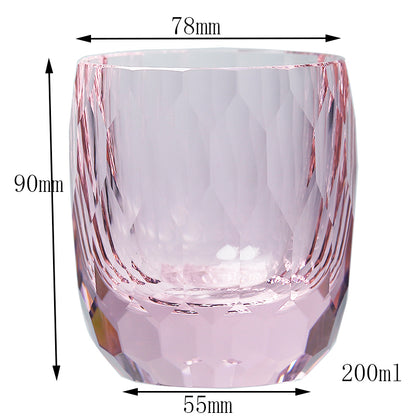 JP-089  200ml Hand Engraved And Pink Bohemian Crystal Tumbler For Iced Drinking Rocks Whiskey Cocktail