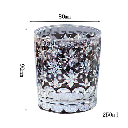 JP-044 250 ml Edo Kiriko Handcrafted Edo Kiriko's Sakura Snow Whisky Glasses Black