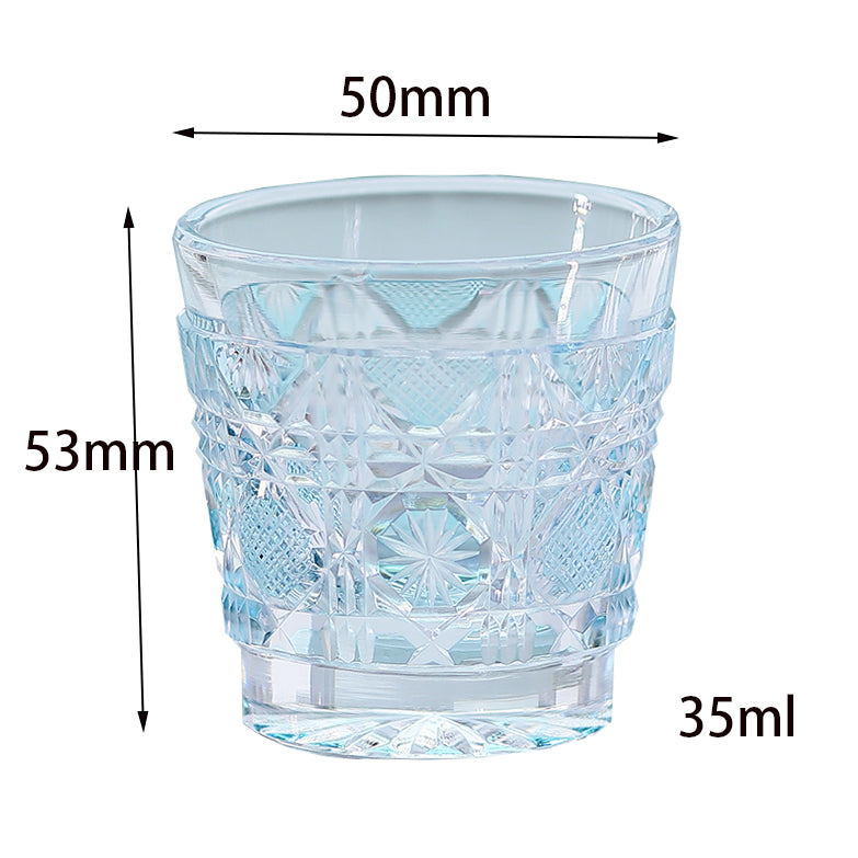 QJ-07 New Sky Blue 35m edo kiriko sake glass 1 oz min shot glasses for whiskey, vodka, tequila