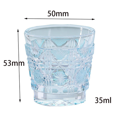 QJ-07 New Sky Blue 35m edo kiriko sake glass 1 oz min shot glasses for whiskey, vodka, tequila