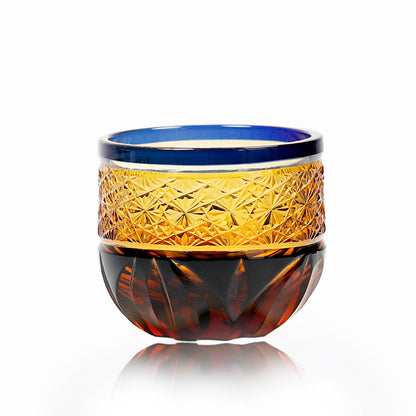 Starburst Edo Kiriko Blue & Amber 60ml Shot Glass
