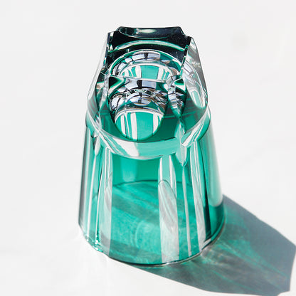 Green Bamboo Edo Kiriko Hand-cut Sake Set