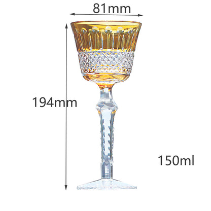 JP-097  5oz Handcrafted Orange Crystal Glass Goblet Hock Wine Glass With Hand Cutting Lotus Deisgn