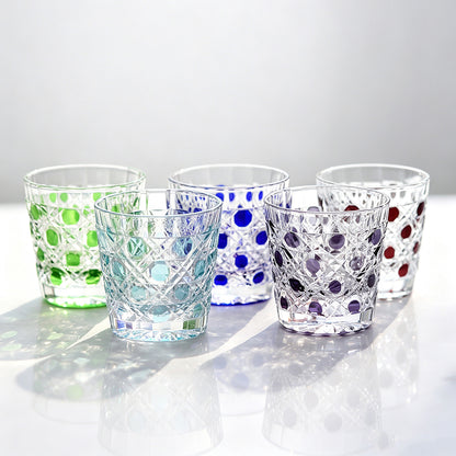 Polka Dot Diamond Grid Edo Kiriko Shot Glass
