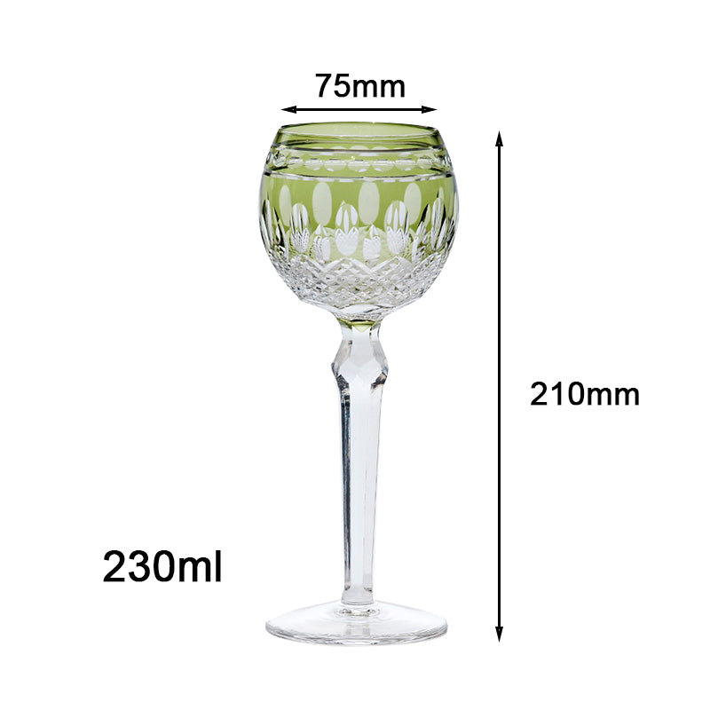 Multi-Color Cut-to-Clear Stemmed Wine Goblets