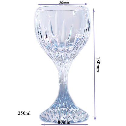 JP-084 250 ml Clear K9 Crystal Wine Glass Goblet With Hand Cut Deep Orgue Bevel Design Stem Glass For Water Beverages