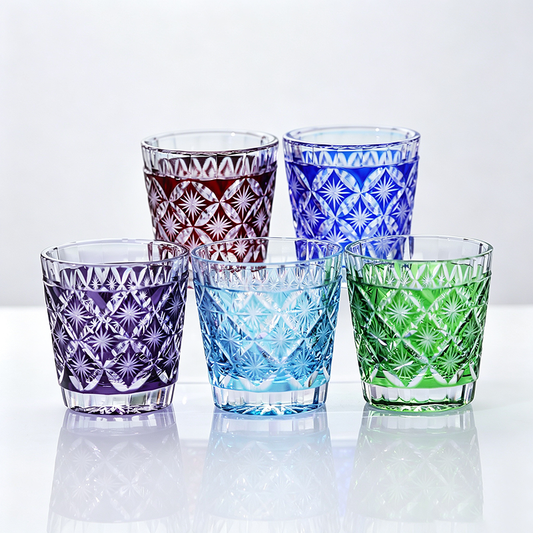 5 Colors Star & Diamond Grid Edo Kiriko Mini Tumbler