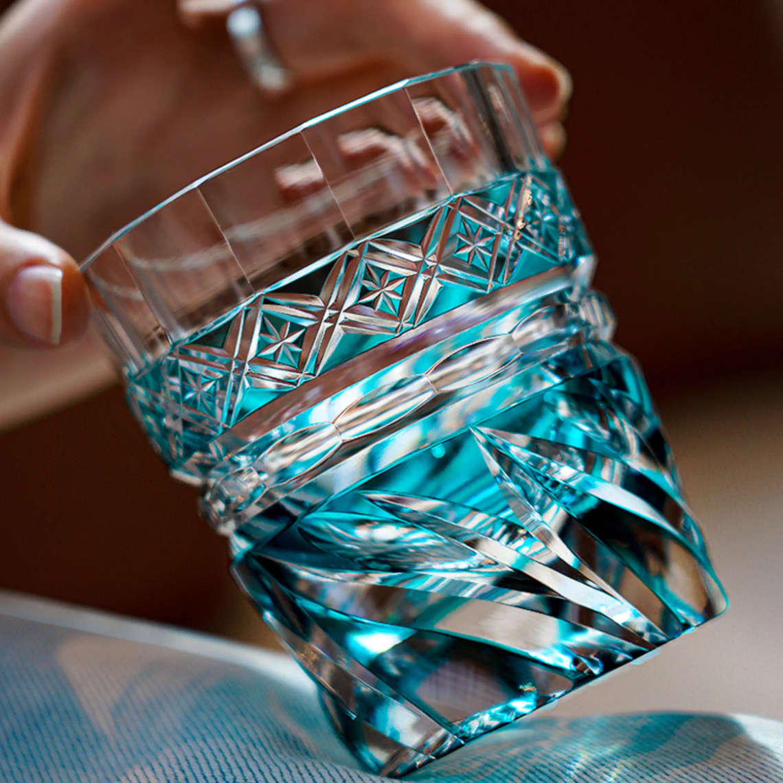 Windancer Sky Blue Handmade Whiskey Glass 8oz