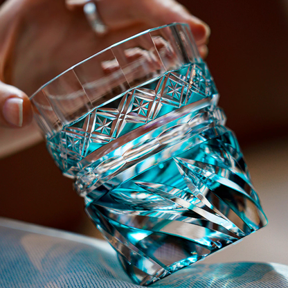 Windancer Sky Blue Handmade Whiskey Glass 8oz