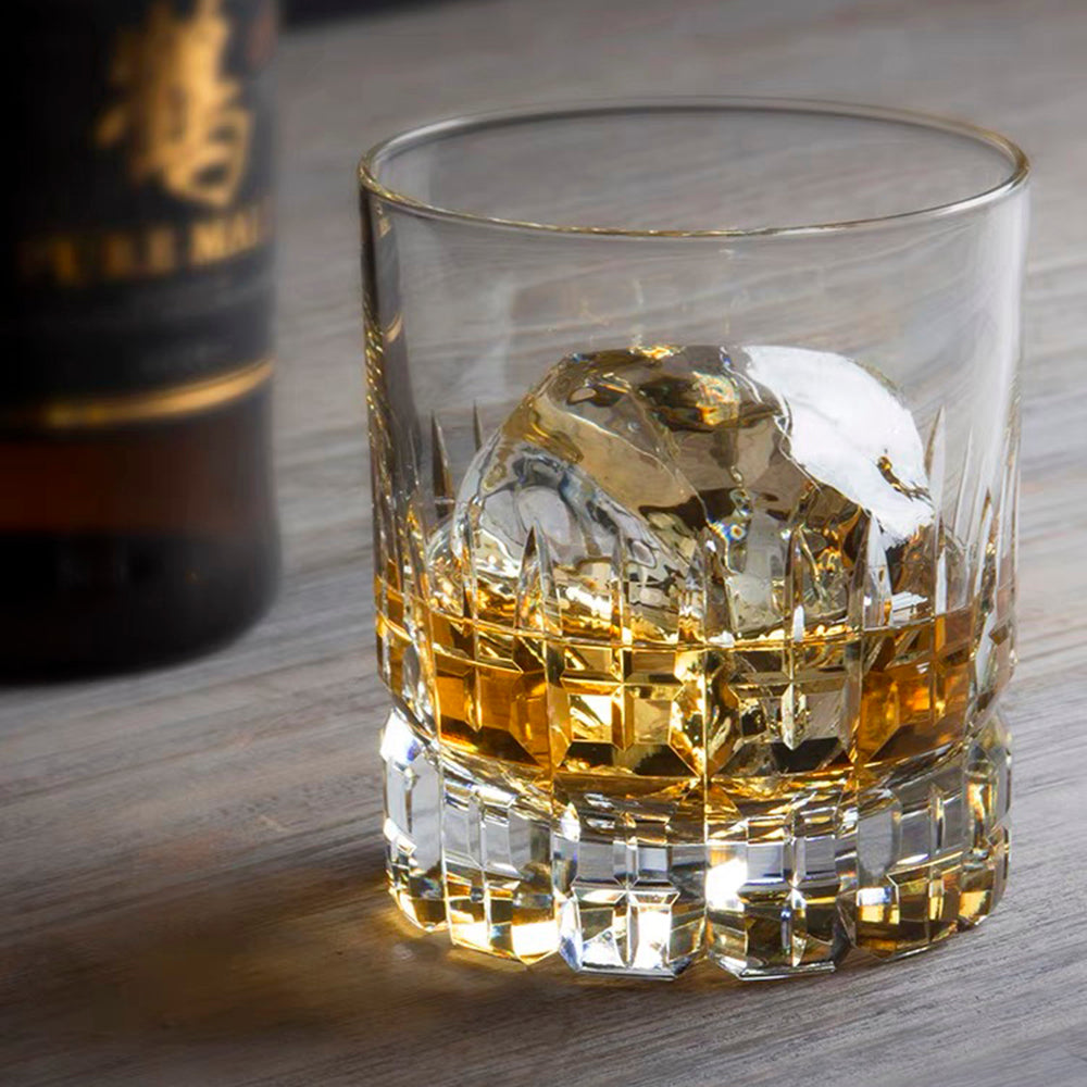 JP-044 36 cl Large Handcrafts Clear Old Fashioned Whiskey Glasses Cylindrical With Edo Kiriko‘s Carved Crosshatching Of Lines Design