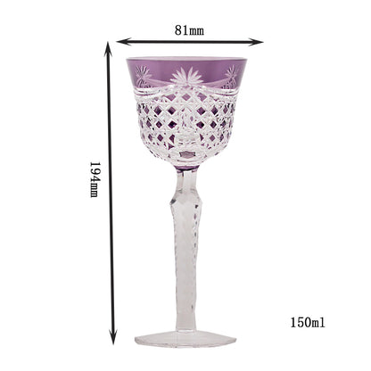 JP-100  Luxury Hand Cut To Clear and Purple Tinted Glass Wine Goblet Hock Glasses For Party Barware Home Tableware
