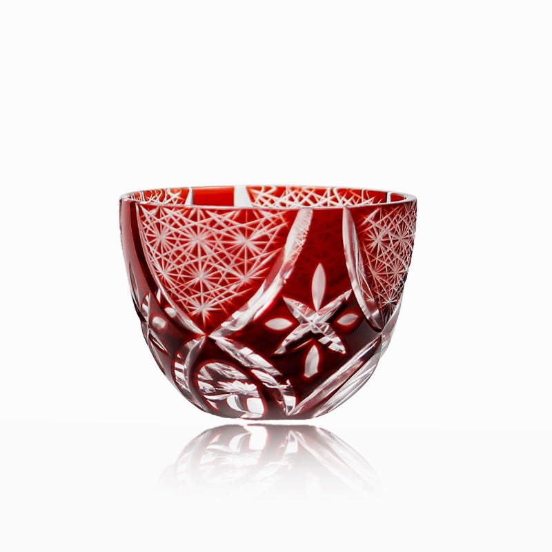 Flower Edo Kiriko Sake Glass Lead-Free Cut-to-Clear