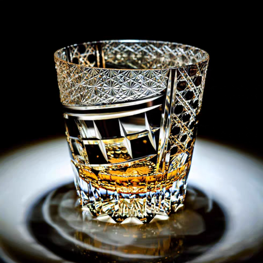 JP-142 32 cl hand cut to amber black whiskey glasses edo kiriko colored old fashioned glasses bar wine cup with gift box